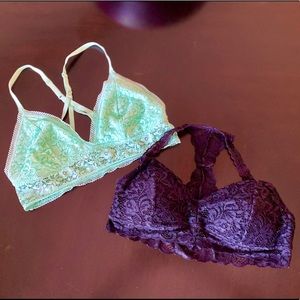 Pair of Ladies Bralettes - Teal/Black